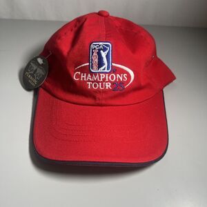 Imperial Retro Twill PGA Champions Tour 25 Adjustable Hat Cap Red Golf NWT